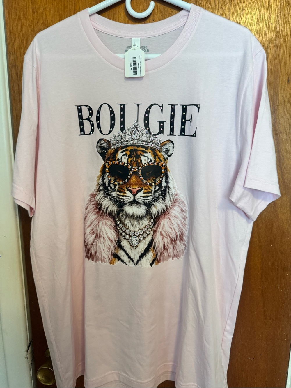 Bella Canvas Light Pink 'BOUGIE' Embellished Graphic Tee